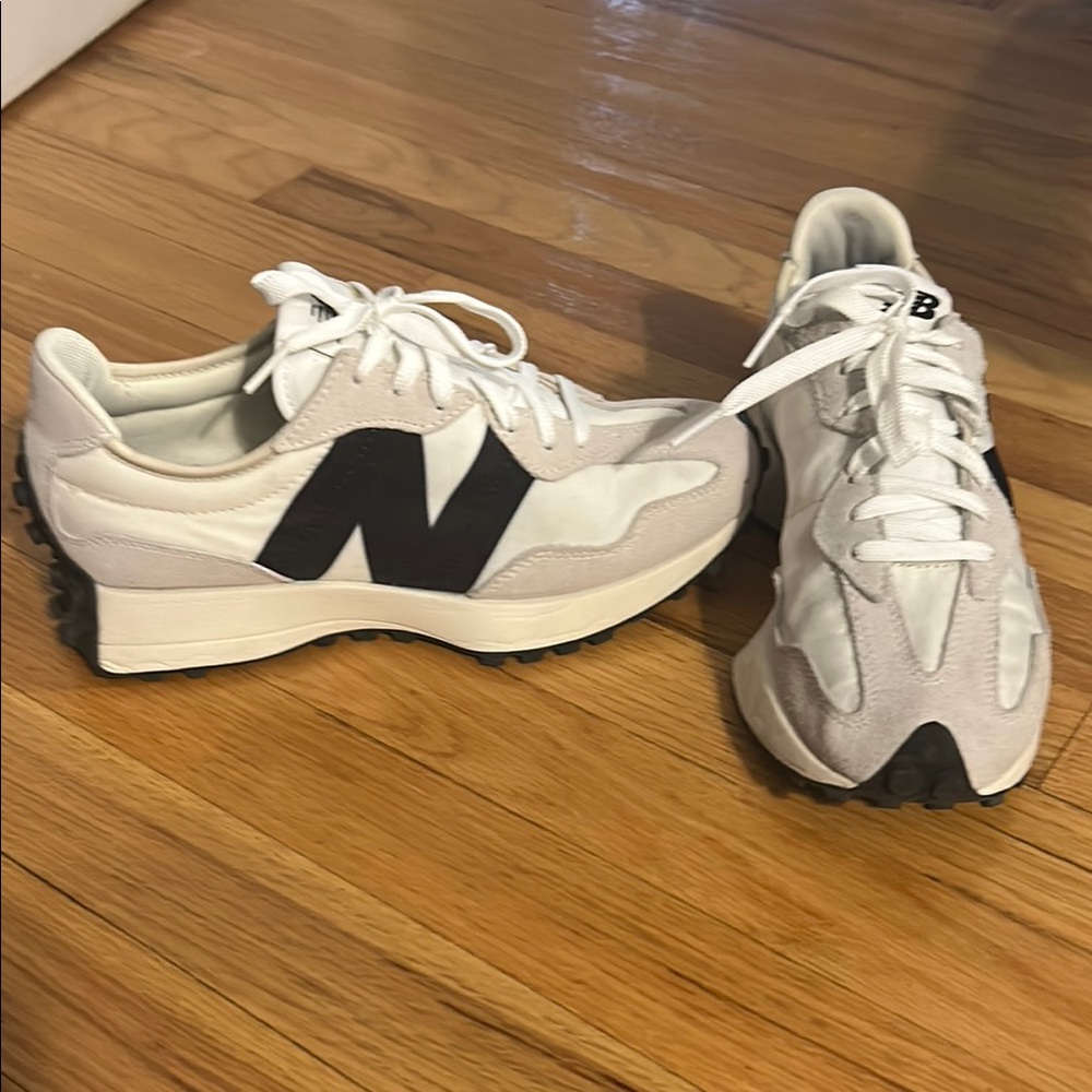 New Balance White and Black Classic Sneakers